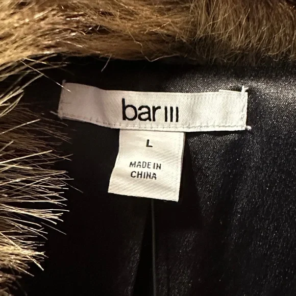 NWT Oversized Faux Fur Coat sz Large Brown Strip - Picture 3 of 11